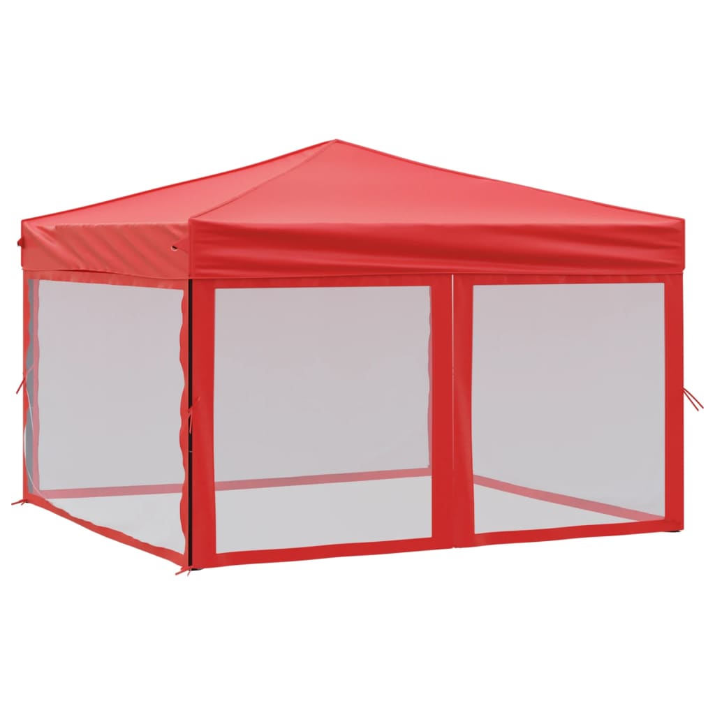 Skládací party stan s bočními stěnami červený 3 x 3 m
