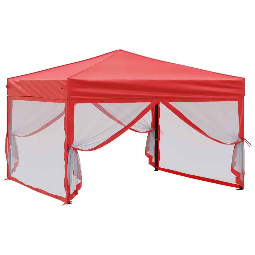 Skládací party stan s bočními stěnami červený 3 x 3 m
