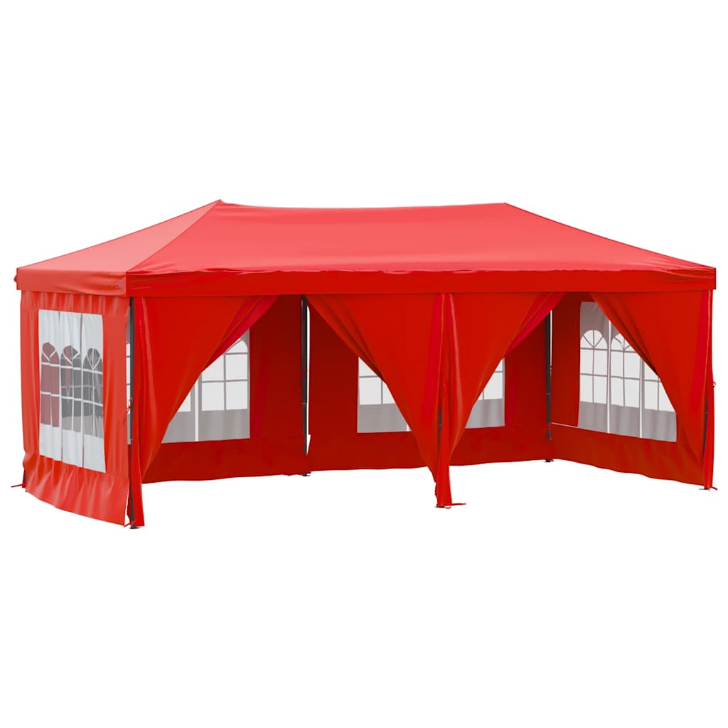 Skládací party stan s bočními stěnami červený 3 x 6 m