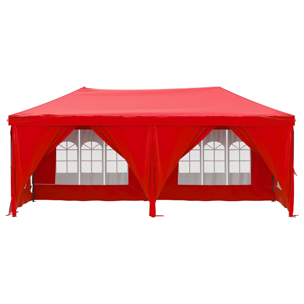 Skládací party stan s bočními stěnami červený 3 x 6 m
