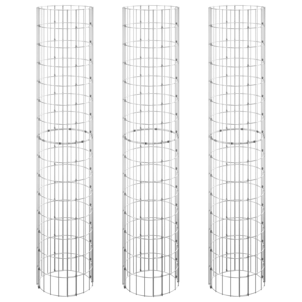 Kruhové gabionové záhony 3 ks pozinkovaná ocel Ø 30 x 150 cm
