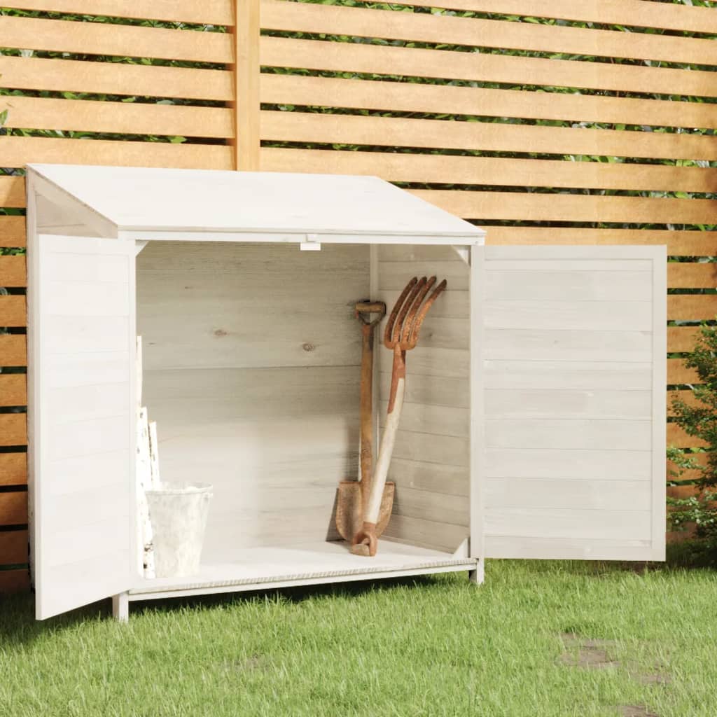 Zahradní kůlna bílá 102 x 52 x 112 cm masivní jedlové dřevo