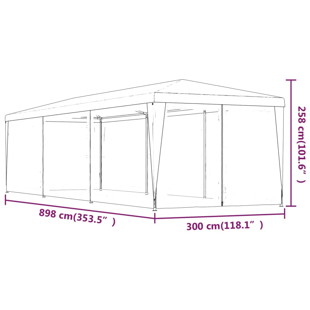 Party stan s 8 síťovanými bočnicemi modrý 3 x 9 m HDPE