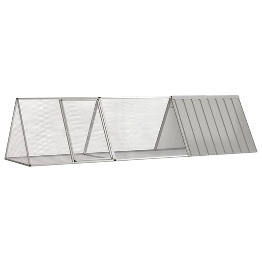 Klec pro králíky šedá 302,5 x 80,5 x 71 cm pozinkovaná ocel