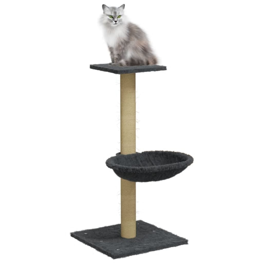 Škrabadlo pro kočky se sisalovým sloupkem tmavě šedé 74 cm