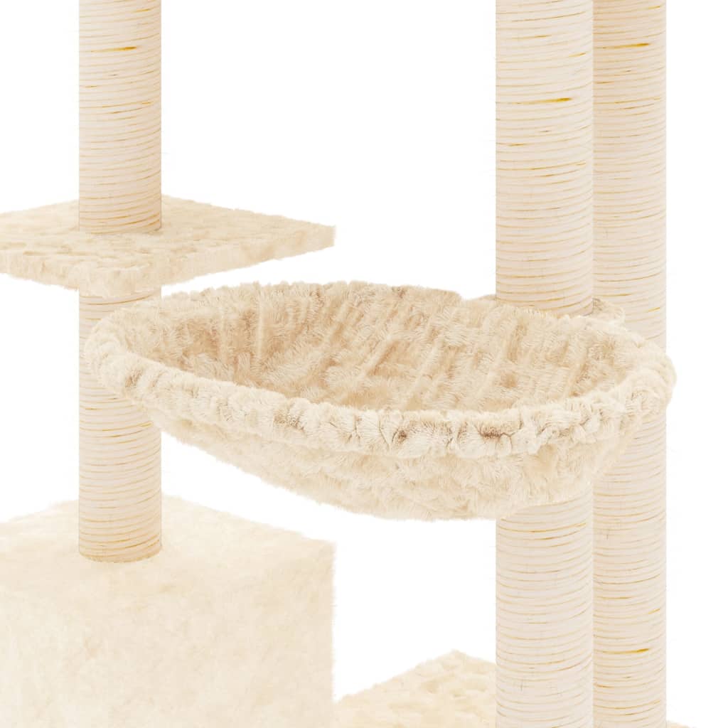 Škrabadlo pro kočky se sisalovými sloupky krémové 142 cm
