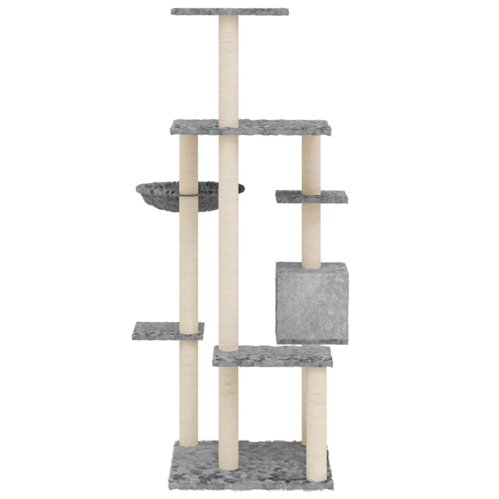 Škrabadlo pro kočky se sisalovými sloupky světle šedé 142 cm