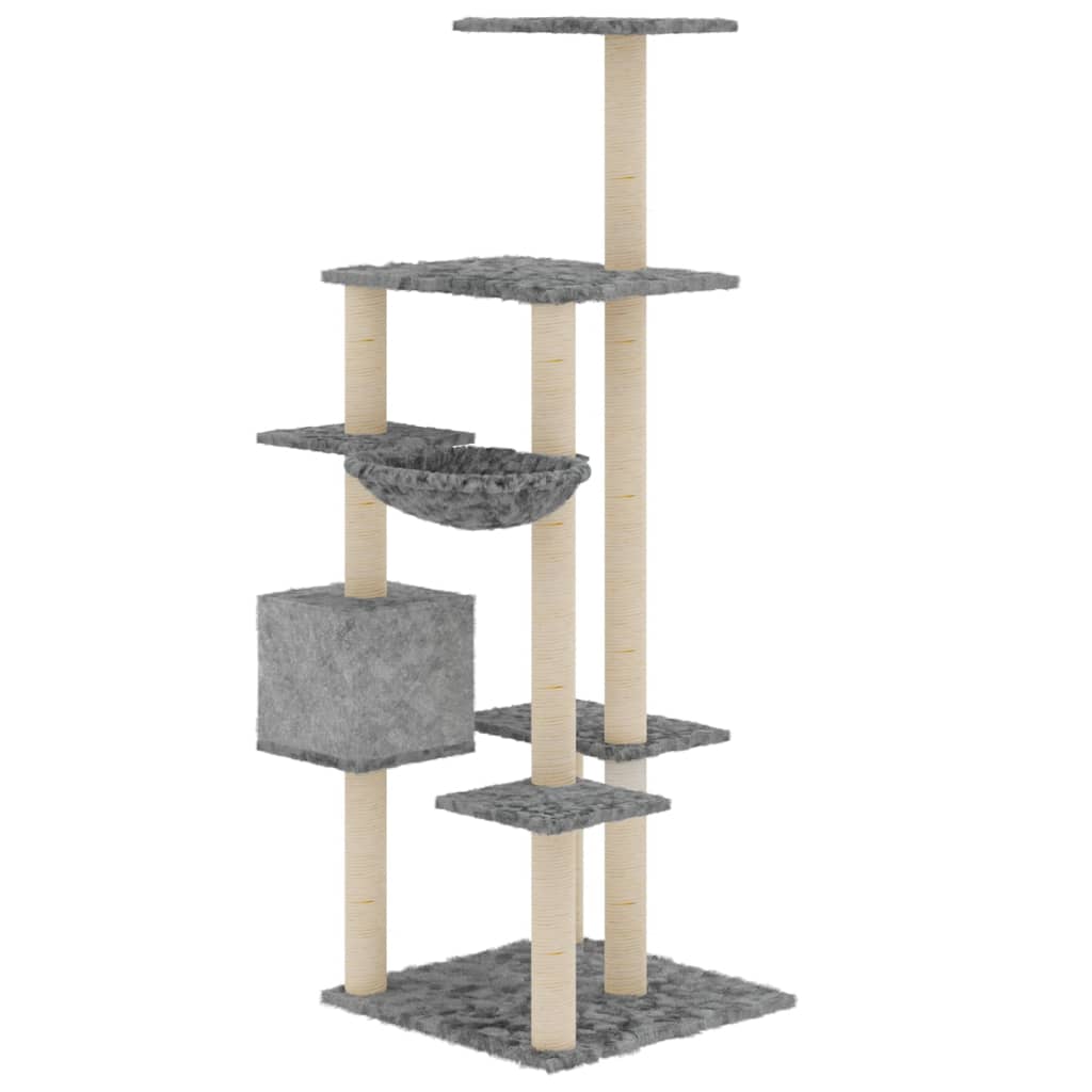 Škrabadlo pro kočky se sisalovými sloupky světle šedé 142 cm