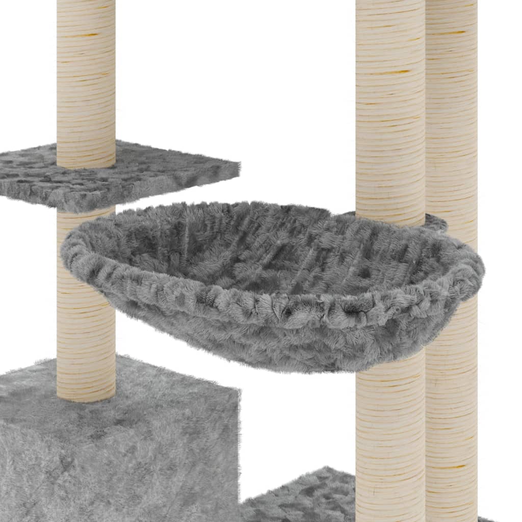 Škrabadlo pro kočky se sisalovými sloupky světle šedé 142 cm