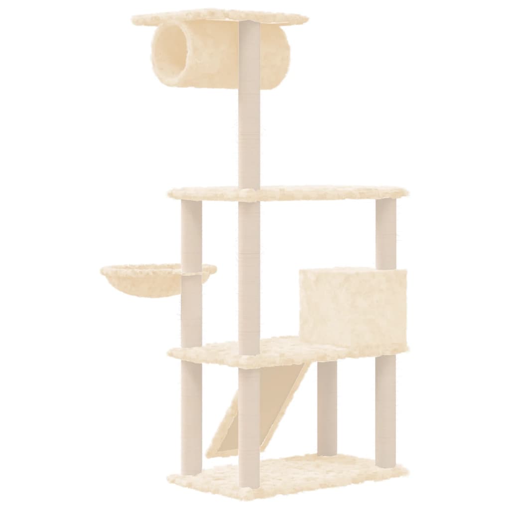 Škrabadlo pro kočky se sisalovými sloupky krémové 131 cm