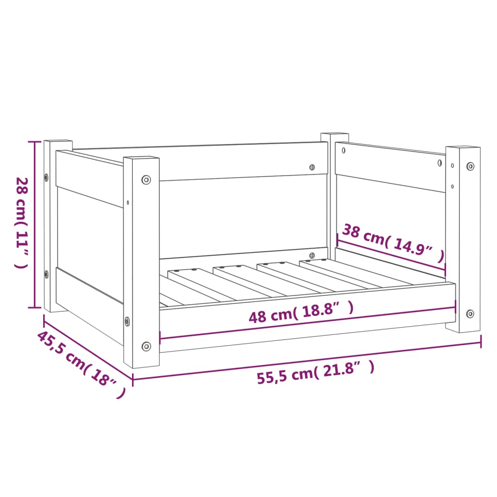 Pelíšek pro psy 55,5 x 45,5 x 28 cm masivní borovicové dřevo