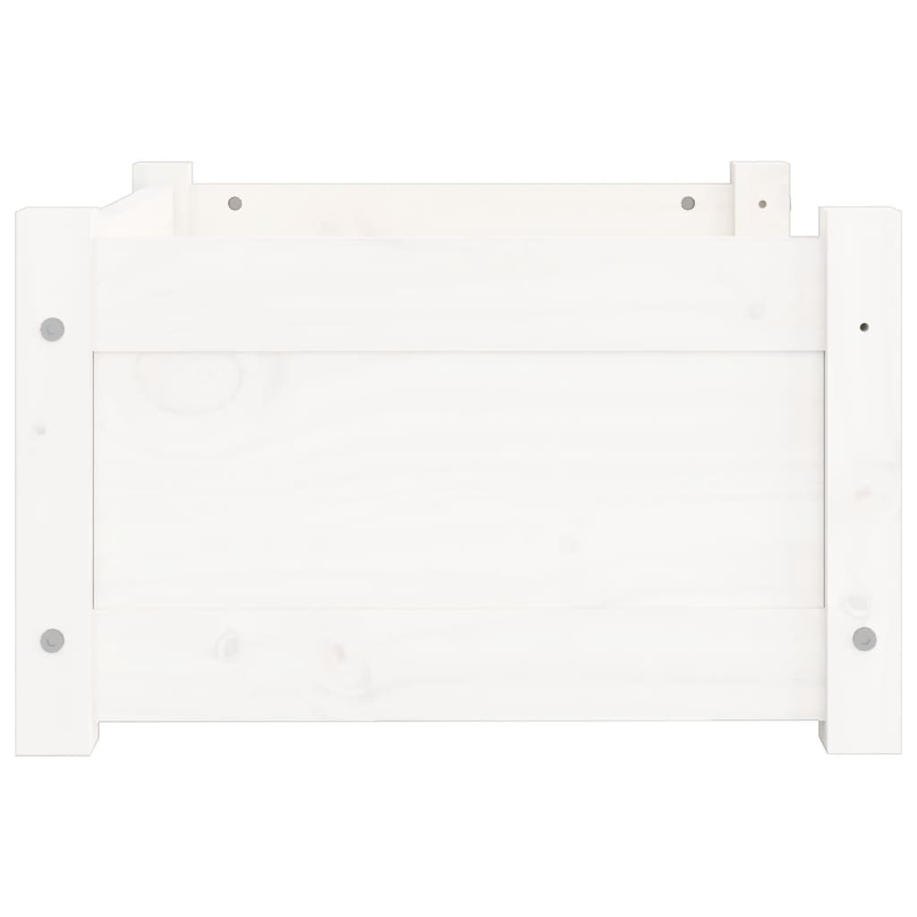 Pelíšek pro psy bílý 55,5 x 45,5 x 28 cm masivní borovicové dřevo