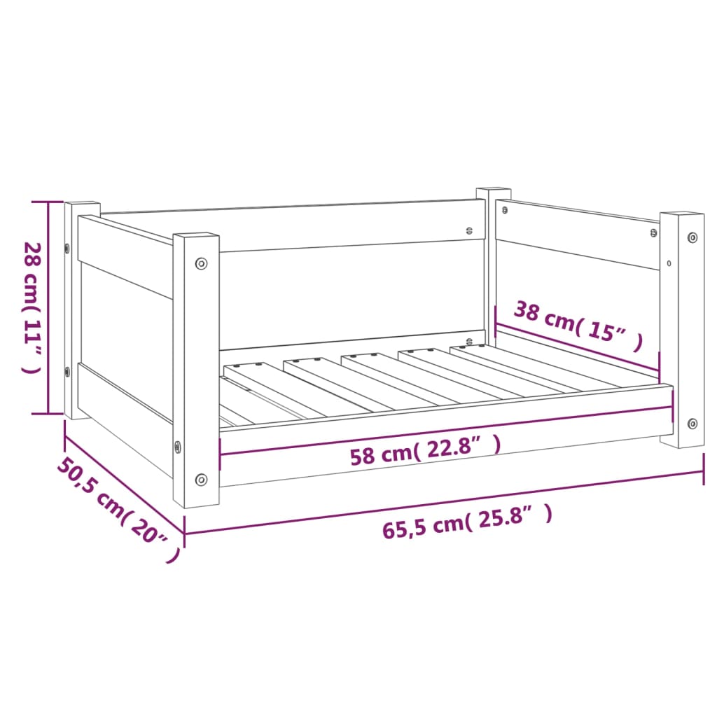 Pelíšek pro psy 65,5 x 50,5 x 28 cm masivní borovicové dřevo