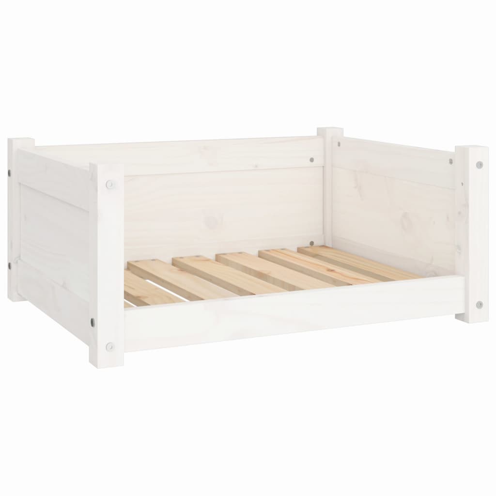 Pelíšek pro psy bílý 65,5 x 50,5 x 28 cm masivní borovicové dřevo