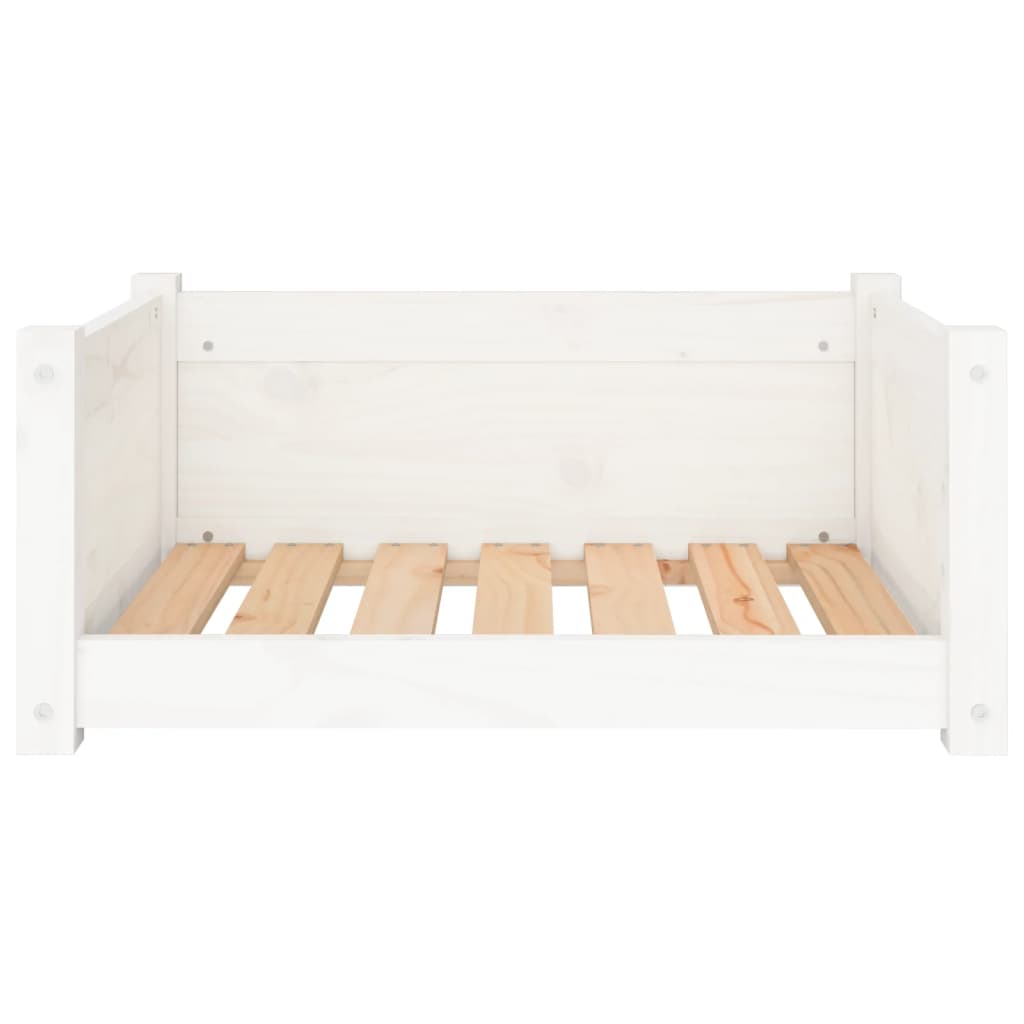 Pelíšek pro psy bílý 65,5 x 50,5 x 28 cm masivní borovicové dřevo