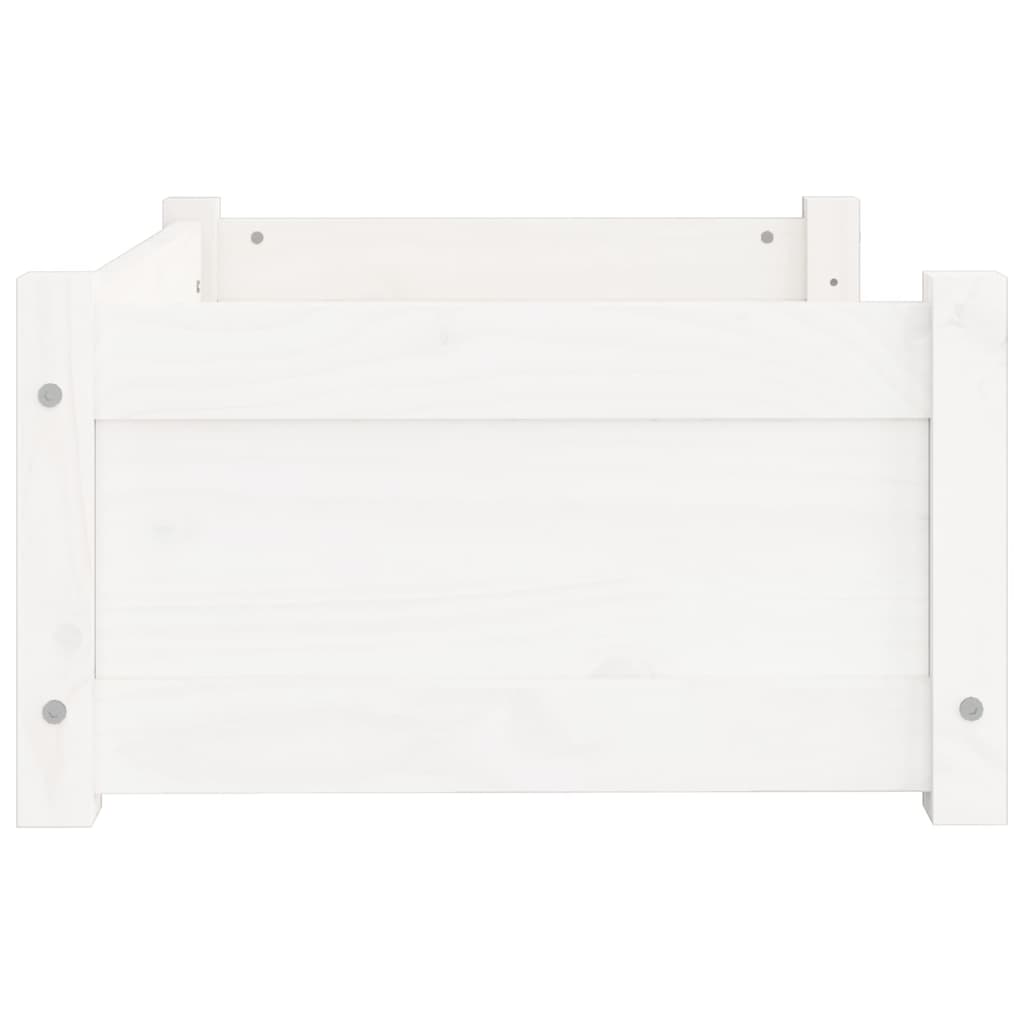 Pelíšek pro psy bílý 65,5 x 50,5 x 28 cm masivní borovicové dřevo
