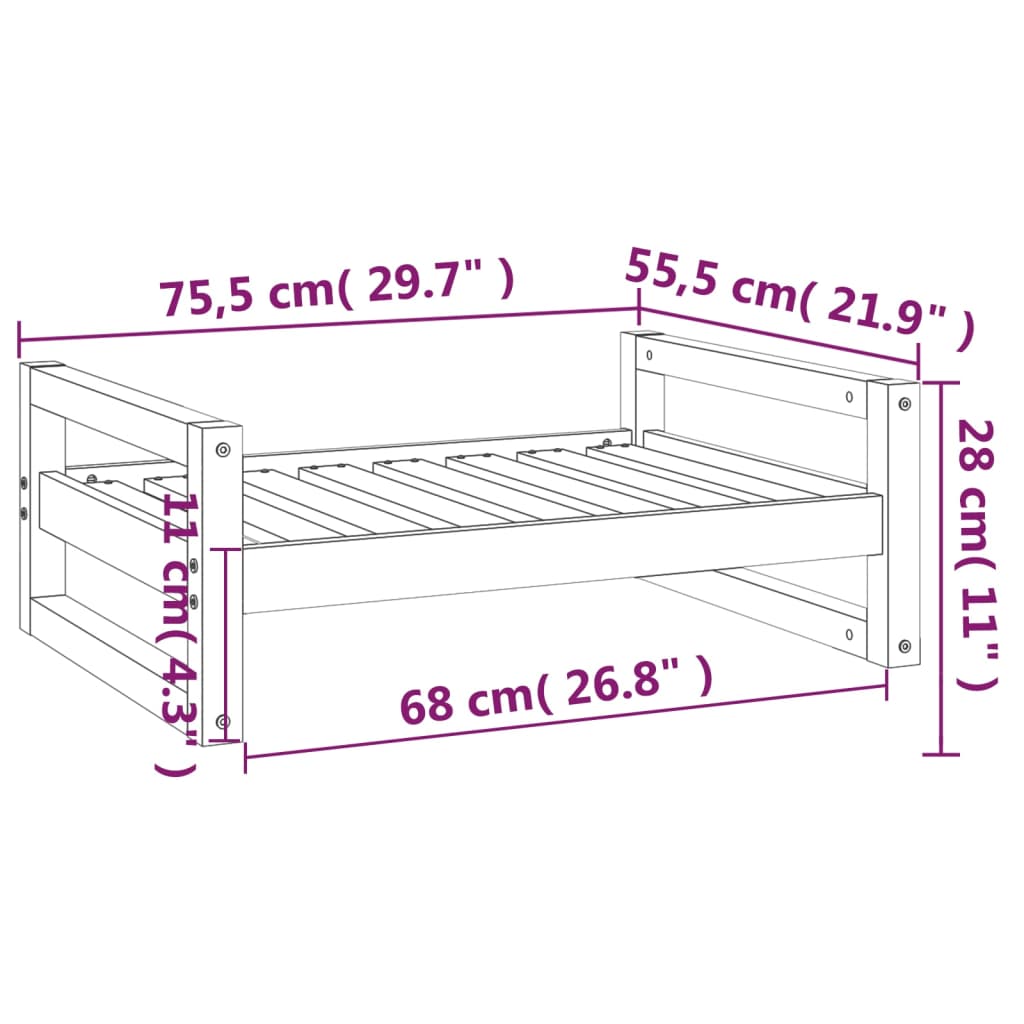 Postel pro psy medově hnědá 75,5x55,5x28 cm masivní borovice