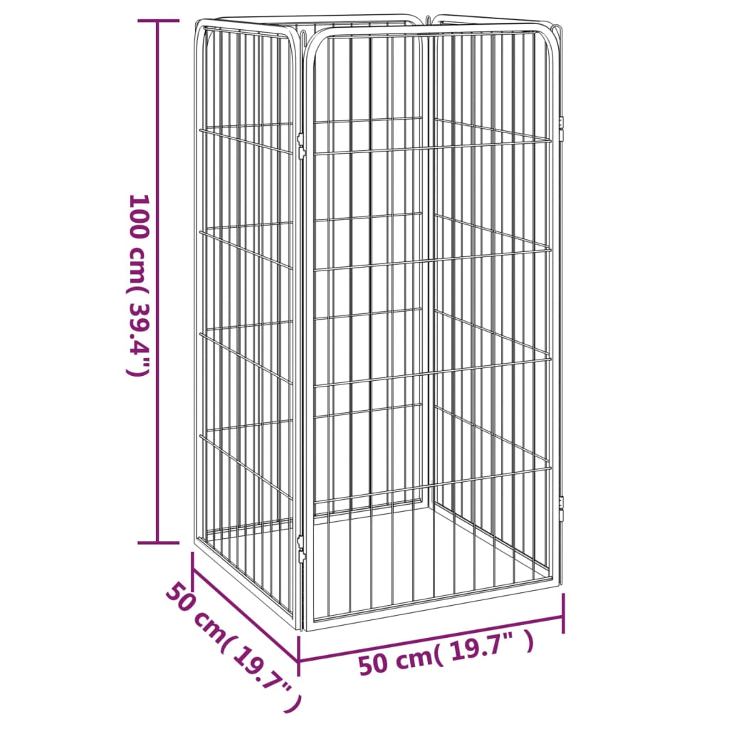 Ohrádka pro psy 4 panely černá 50 x 100 cm práškovaná ocel