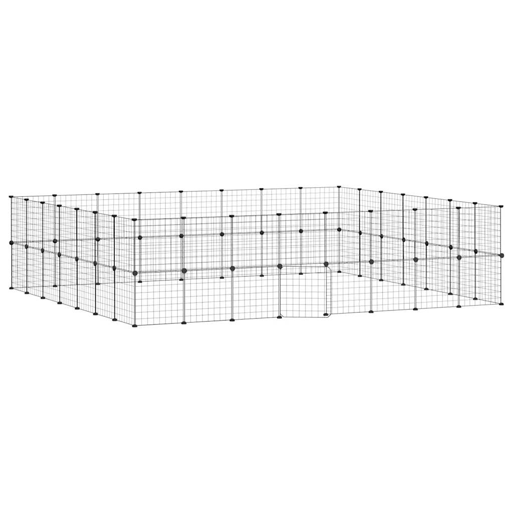 60panelová ohrádka pro zvířata s dvířky černá 35 x 35 cm ocel
