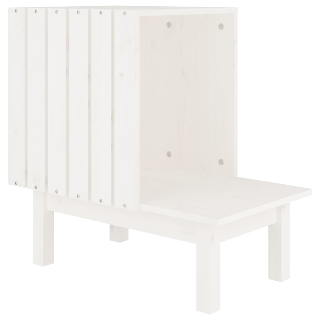 Domeček pro kočky bílá 60 x 36 x 60 cm masivní borové dřevo