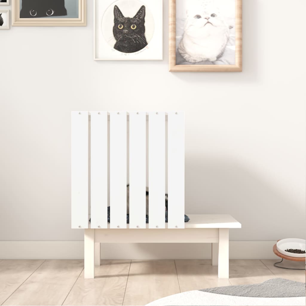 Domeček pro kočky bílá 60 x 36 x 60 cm masivní borové dřevo