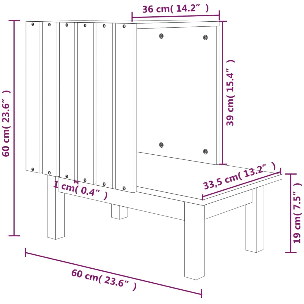 Domeček pro kočky bílá 60 x 36 x 60 cm masivní borové dřevo