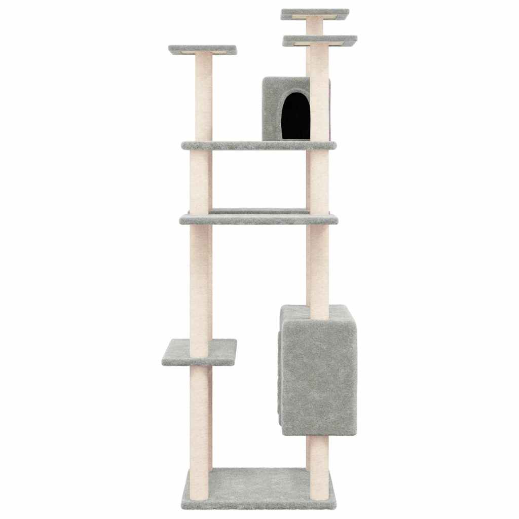 Škrabadlo pro kočky se sisalovými sloupky světle šedé 162 cm