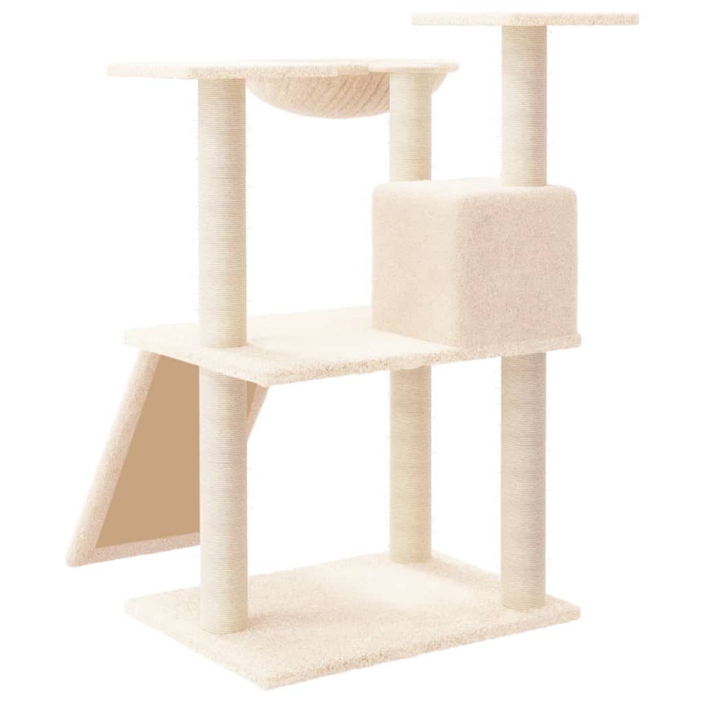 Škrabadlo pro kočky se sisalovými sloupky krémové 83 cm