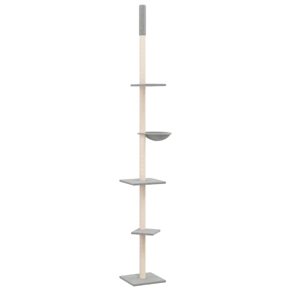 Kočičí strom ke stropu světle šedý 263,5–289,5 cm