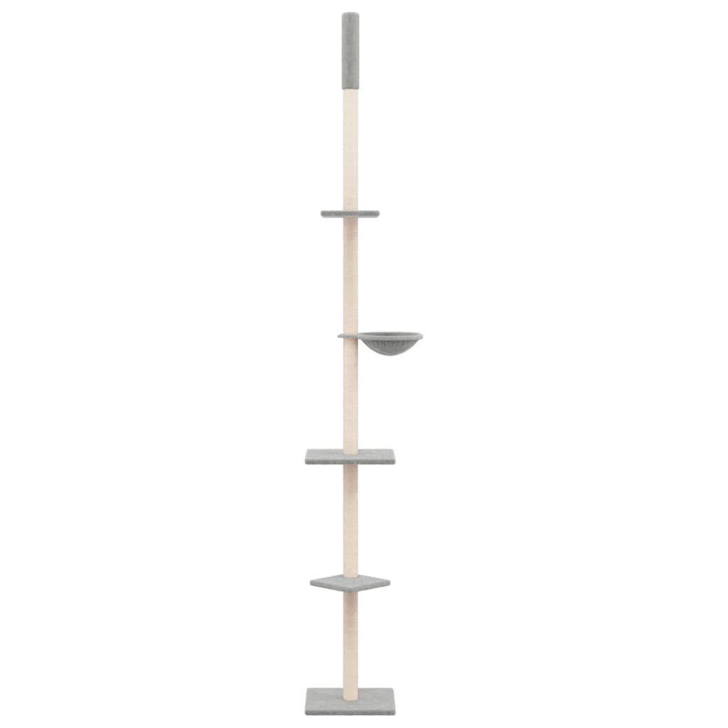 Kočičí strom ke stropu světle šedý 263,5–289,5 cm