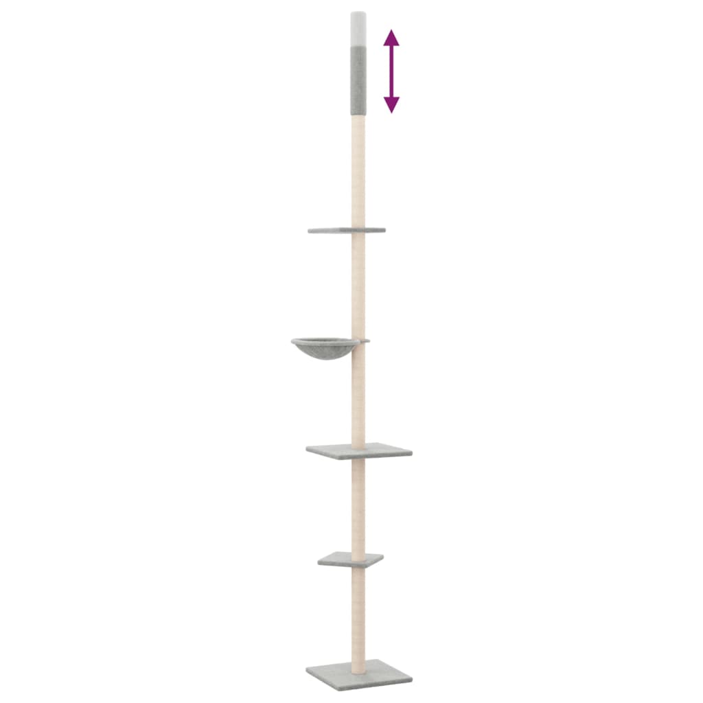 Kočičí strom ke stropu světle šedý 263,5–289,5 cm