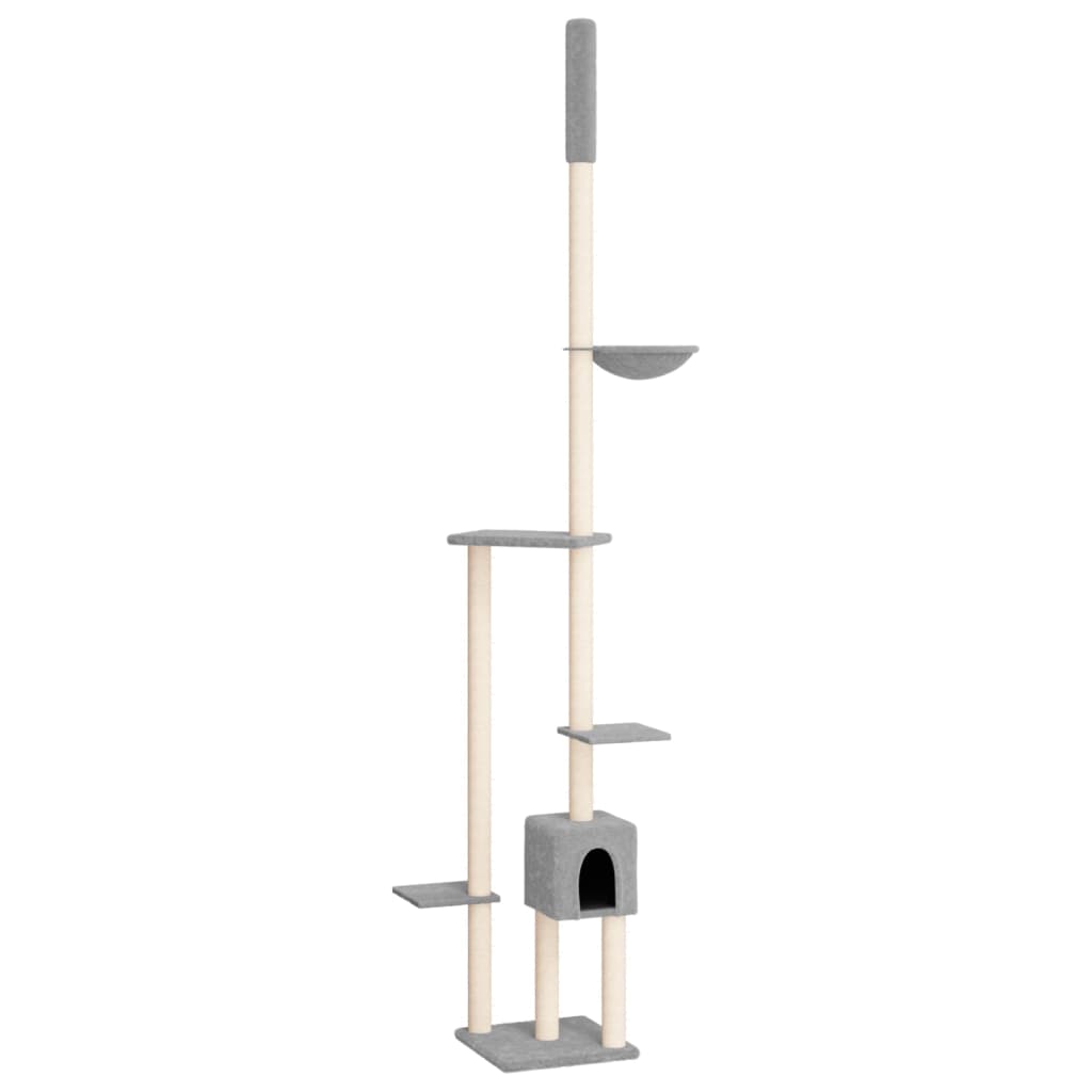 Kočičí strom ke stropu světle šedý 258,5–284,5 cm