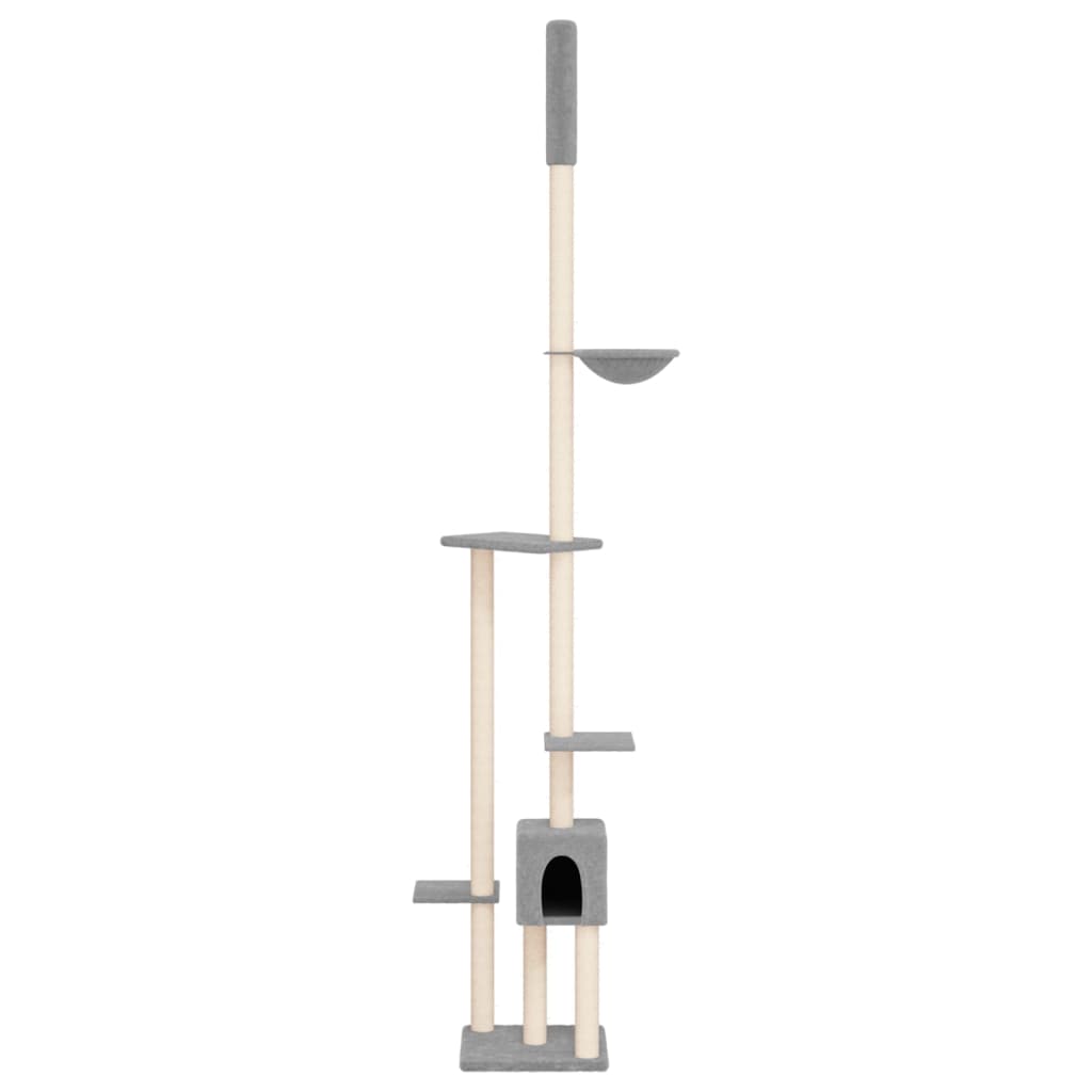 Kočičí strom ke stropu světle šedý 258,5–284,5 cm