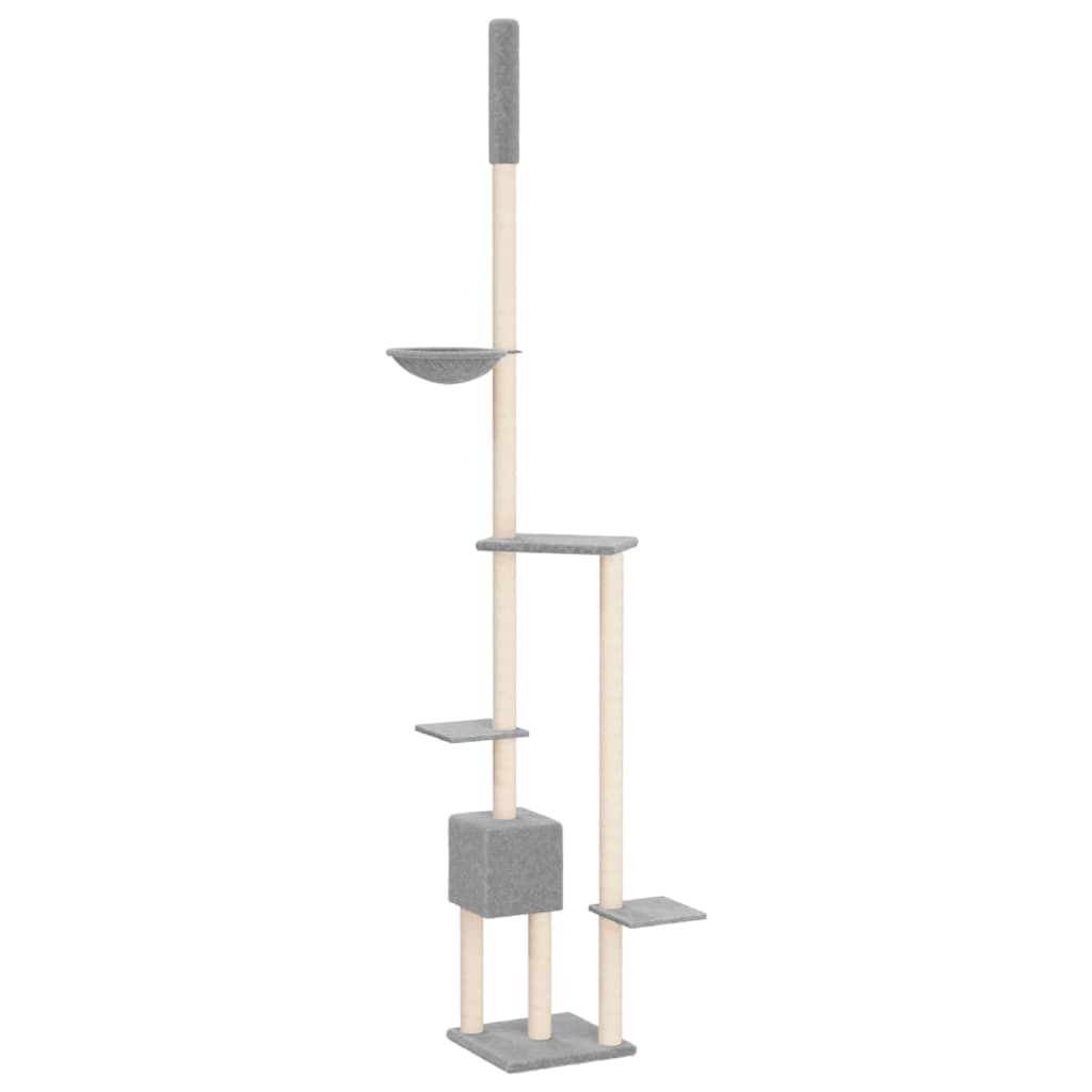 Kočičí strom ke stropu světle šedý 258,5–284,5 cm