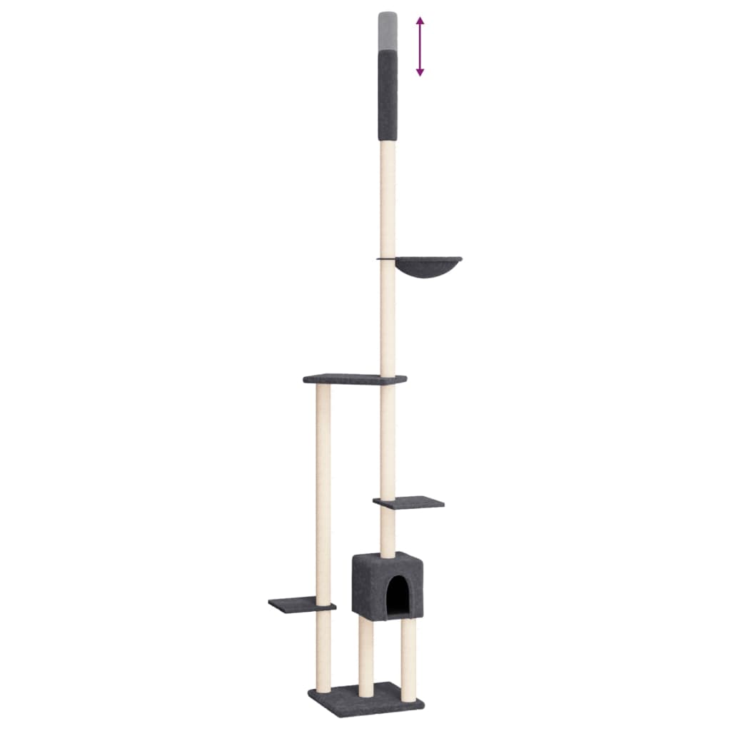 Kočičí strom ke stropu tmavě šedý 258,5–284,5 cm