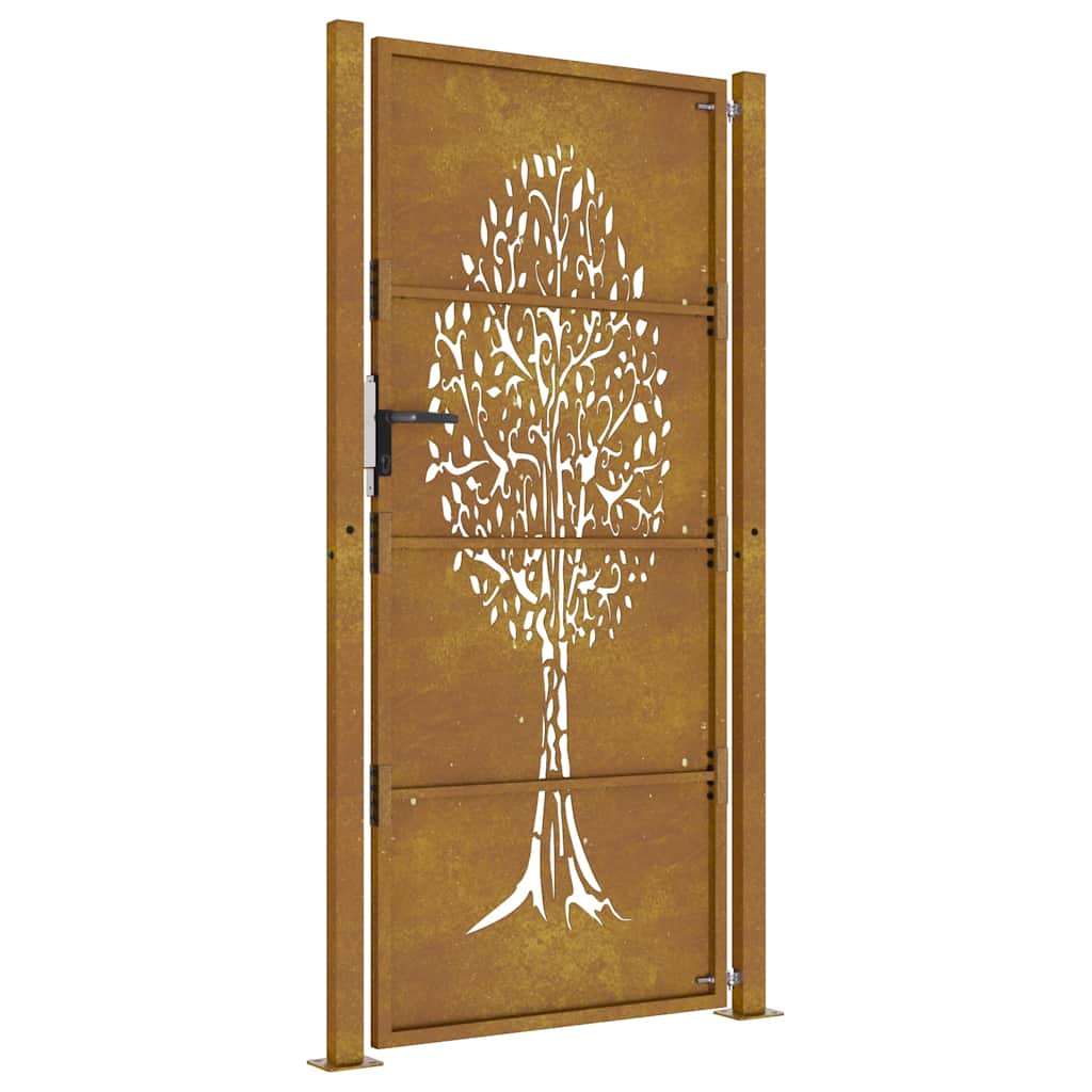 Zahradní branka 105 x 205 cm cortenová ocel design stromu