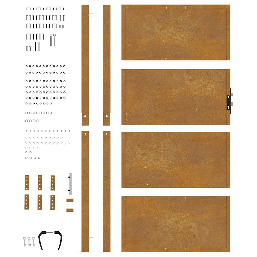 Zahradní branka 105 x 205 cm cortenová ocel