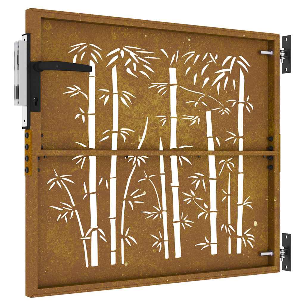Zahradní branka 85 x 75 cm cortenová ocel Bambus