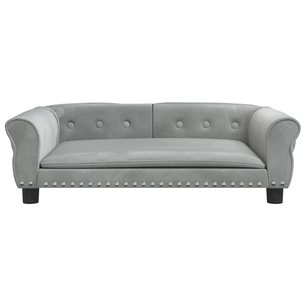 Pelíšek pro psy světle šedý 95 x 55 x 30 cm samet