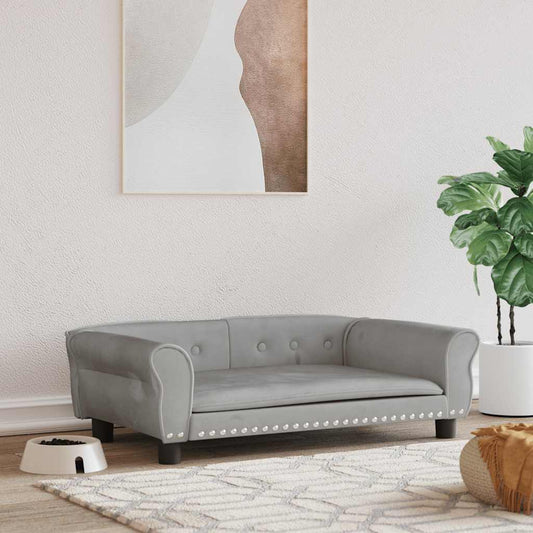 Pelíšek pro psy světle šedý 95 x 55 x 30 cm samet