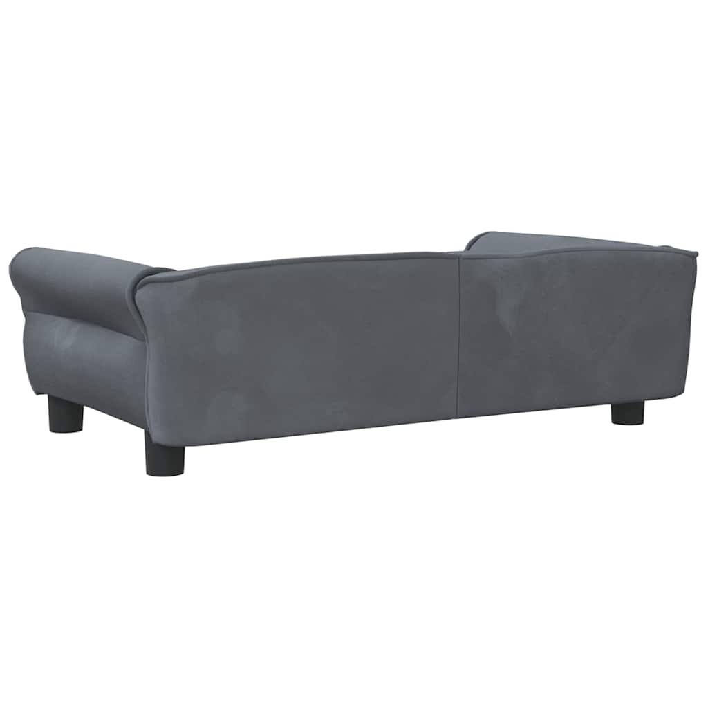 Pelíšek pro psy tmavě šedý 95 x 55 x 30 cm samet