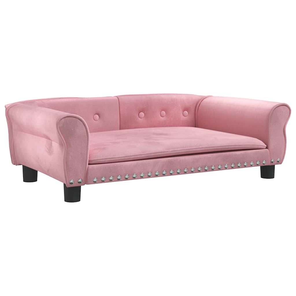 Pelíšek pro psy růžový 95 x 55 x 30 cm samet