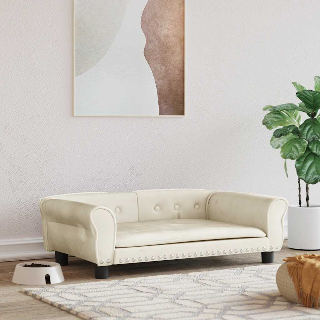 Pelíšek pro psy krémový 95 x 55 x 30 cm samet