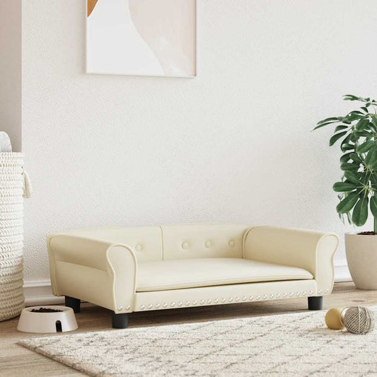 Pelíšek pro psy krémový 95 x 55 x 30 cm umělá kůže