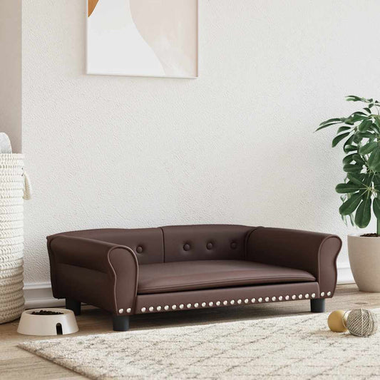 Pelíšek pro psy hnědý 95 x 55 x 30 cm umělá kůže