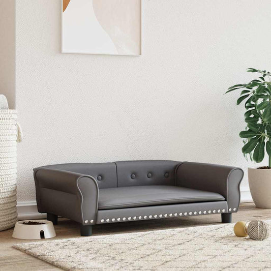 Pelíšek pro psy šedý 95 x 55 x 30 cm umělá kůže