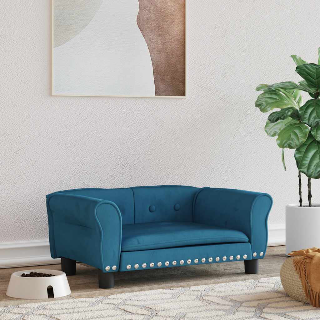 Pelíšek pro psy modrý 70 x 45 x 30 cm samet
