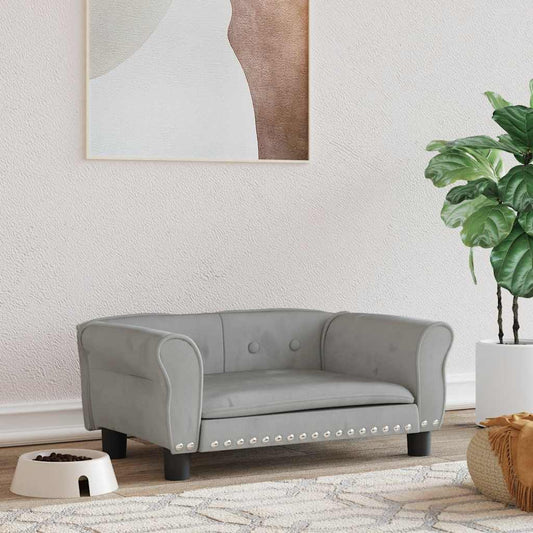 Pelíšek pro psy světle šedý 70 x 45 x 30 cm samet