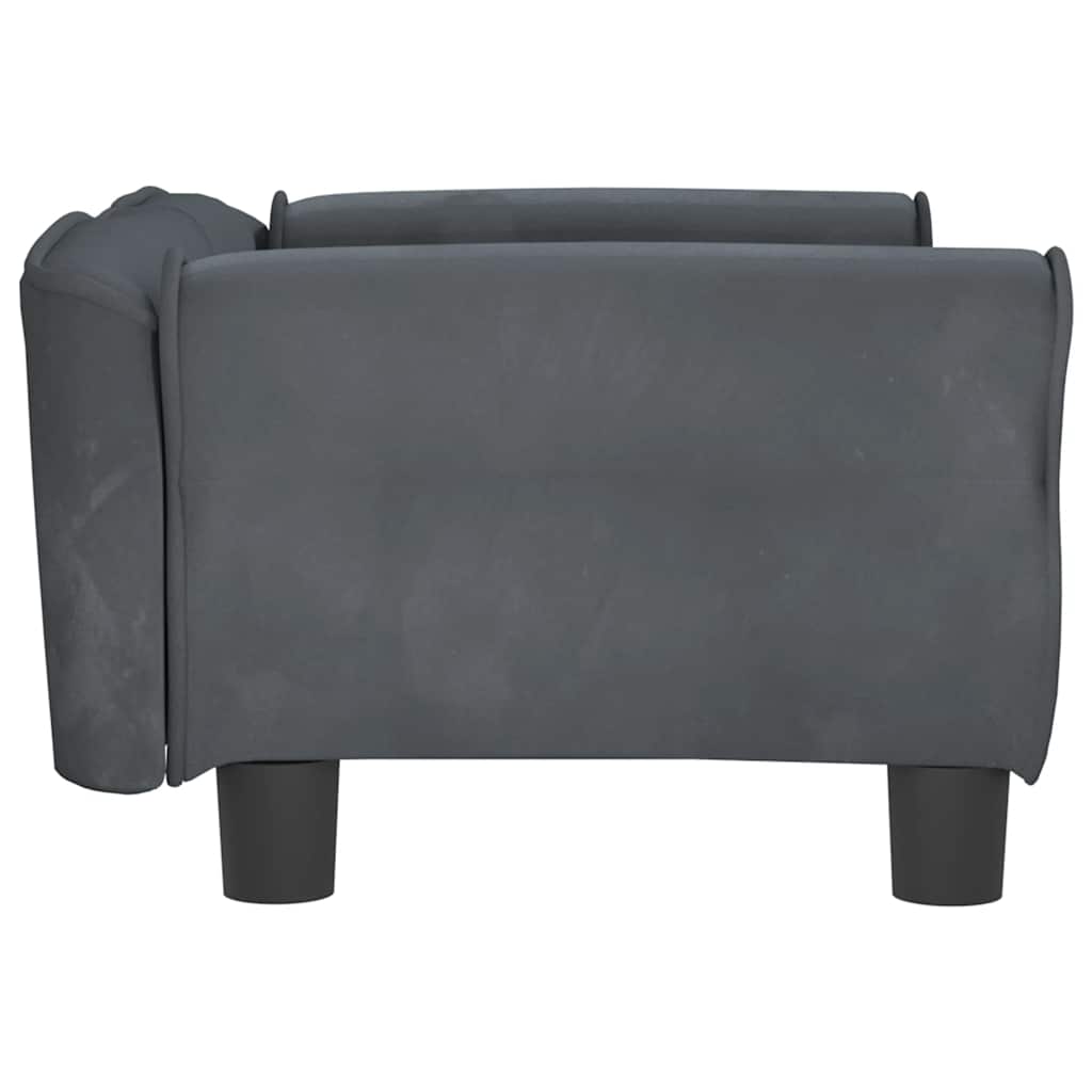Pelíšek pro psy tmavě šedý 70 x 45 x 30 cm samet