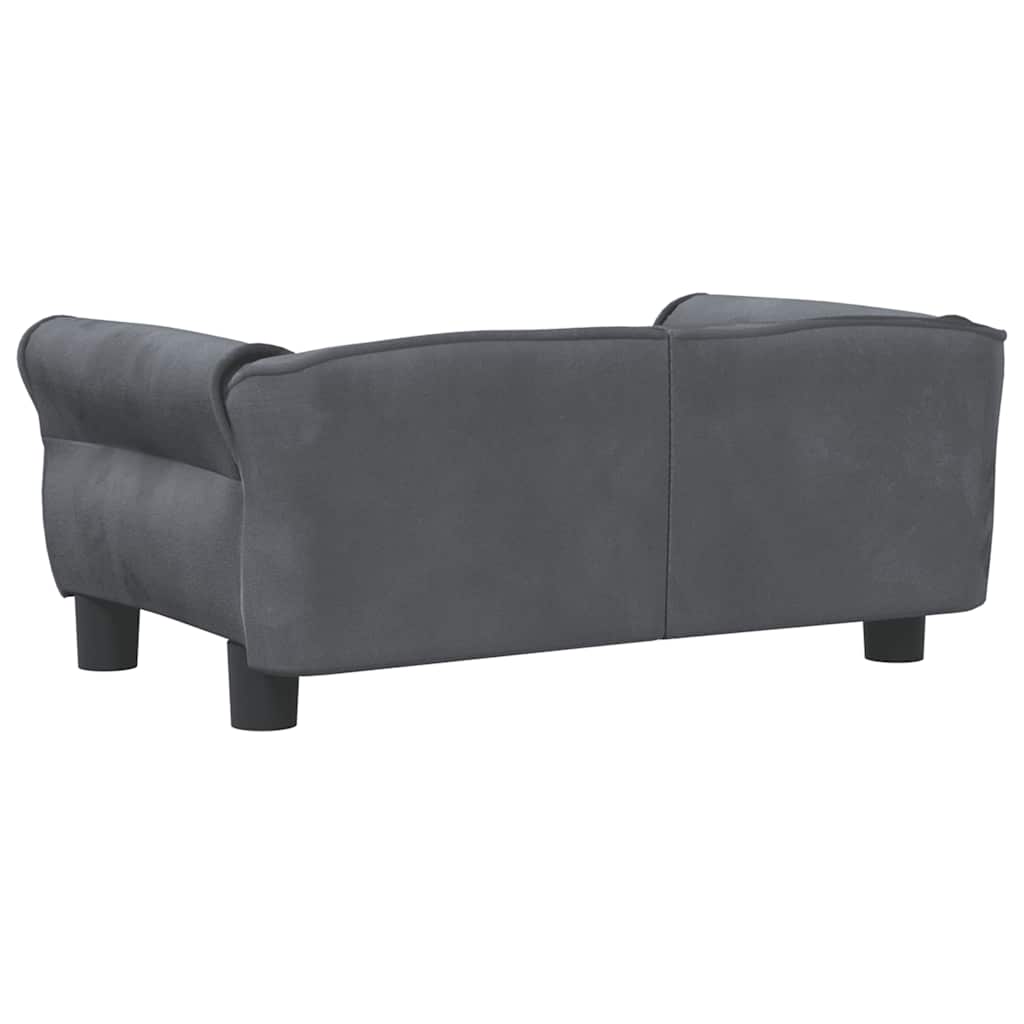 Pelíšek pro psy tmavě šedý 70 x 45 x 30 cm samet